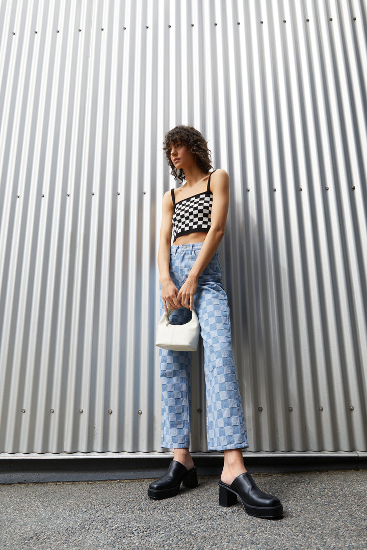 CHECKERED JEAN in Medium Wash — alternate angle