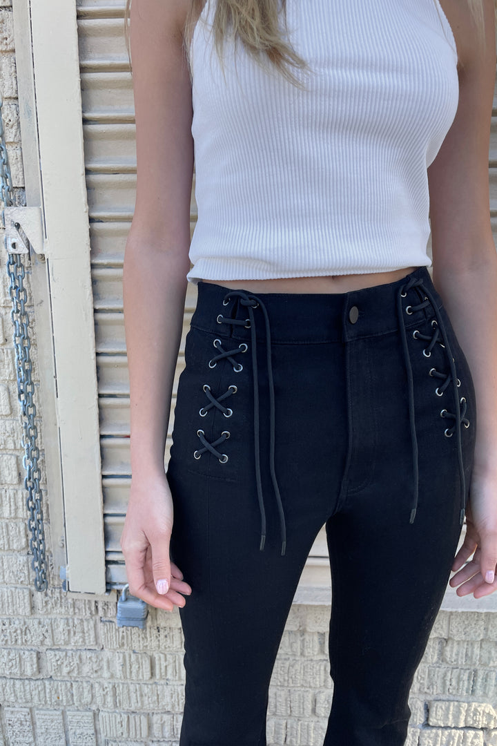 FLARE JEAN WITH LACE-UP WAIST