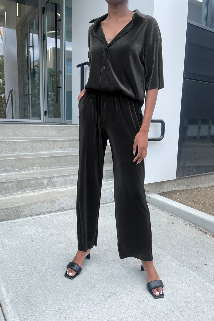 PLEATED JUMPSUIT in Black — alternate angle