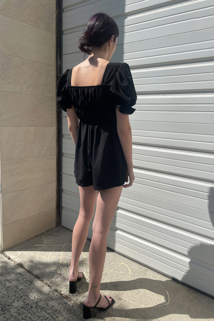 RUCHED JUMPSUIT in Black — alternate angle