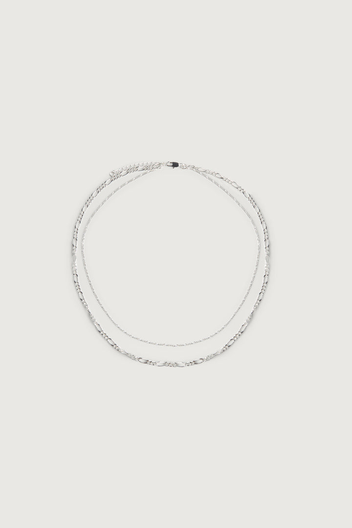 LAYERED FIGARO NECKLACE in Silver — alternate angle