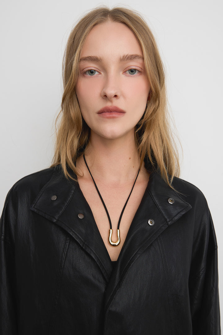 U PENDANT CORD NECKLACE in Gold — alternate angle