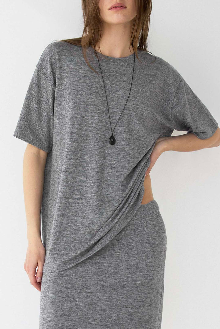 HOLLOW STONE PENDANT NECKLACE in Black — alternate angle