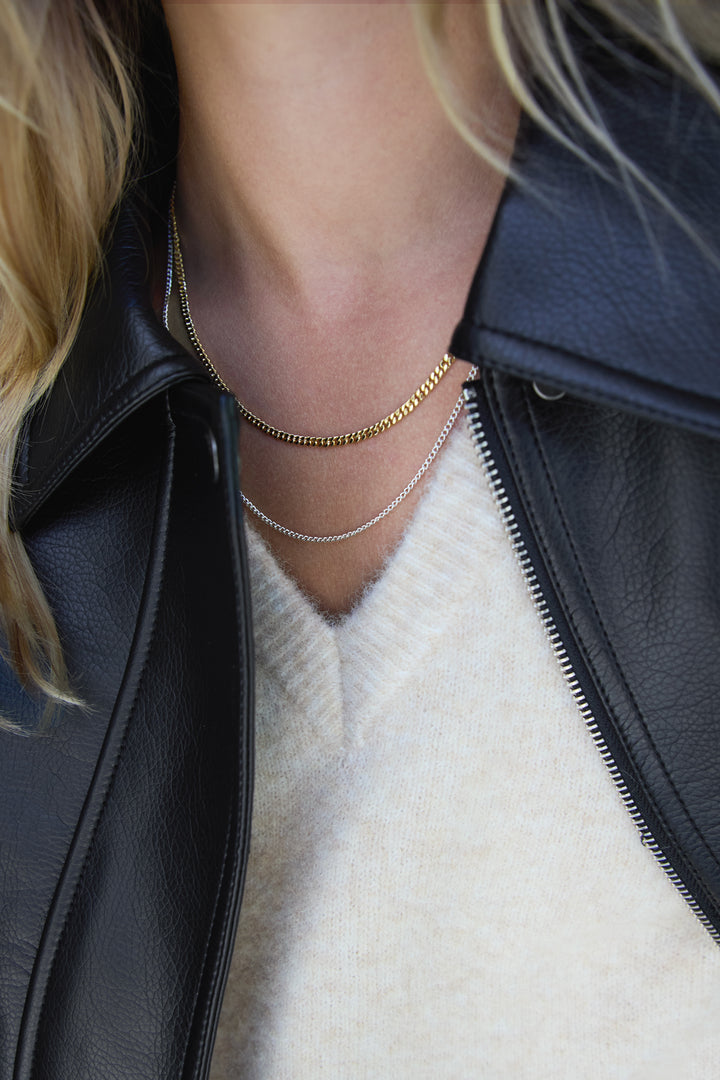 LAYERED DUAL TONE NECKLACE in Silver — alternate angle