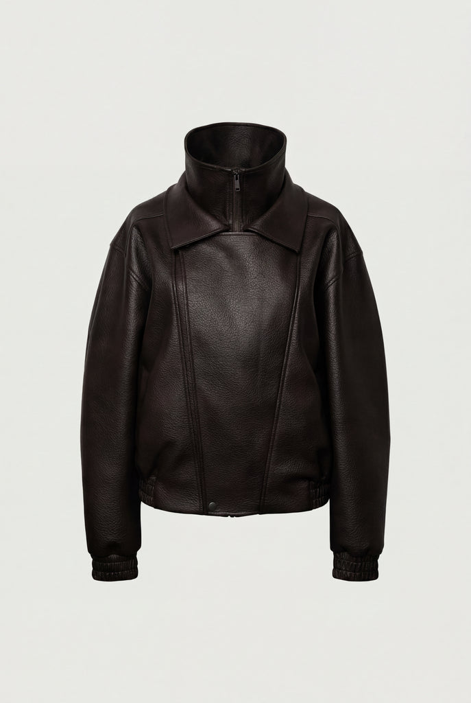 Vegan Leather Double Collar Biker Jacket | OAK + FORT – OAK + FORT USA