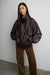 Vegan leather double collar biker jacket in dark chocolate — main image