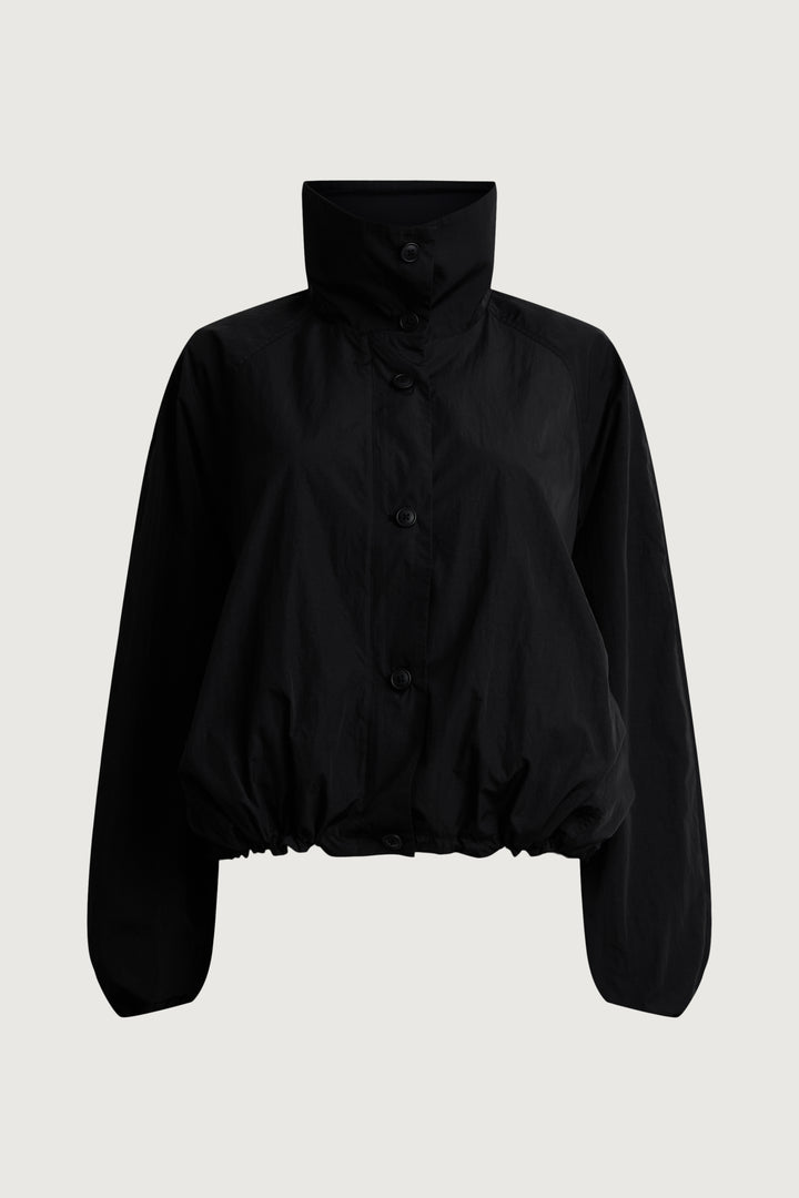 FUNNEL NECK NYLON JACKET in Black — alternate angle