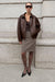 Collared vegan leather bomber jacket in after dark — main image