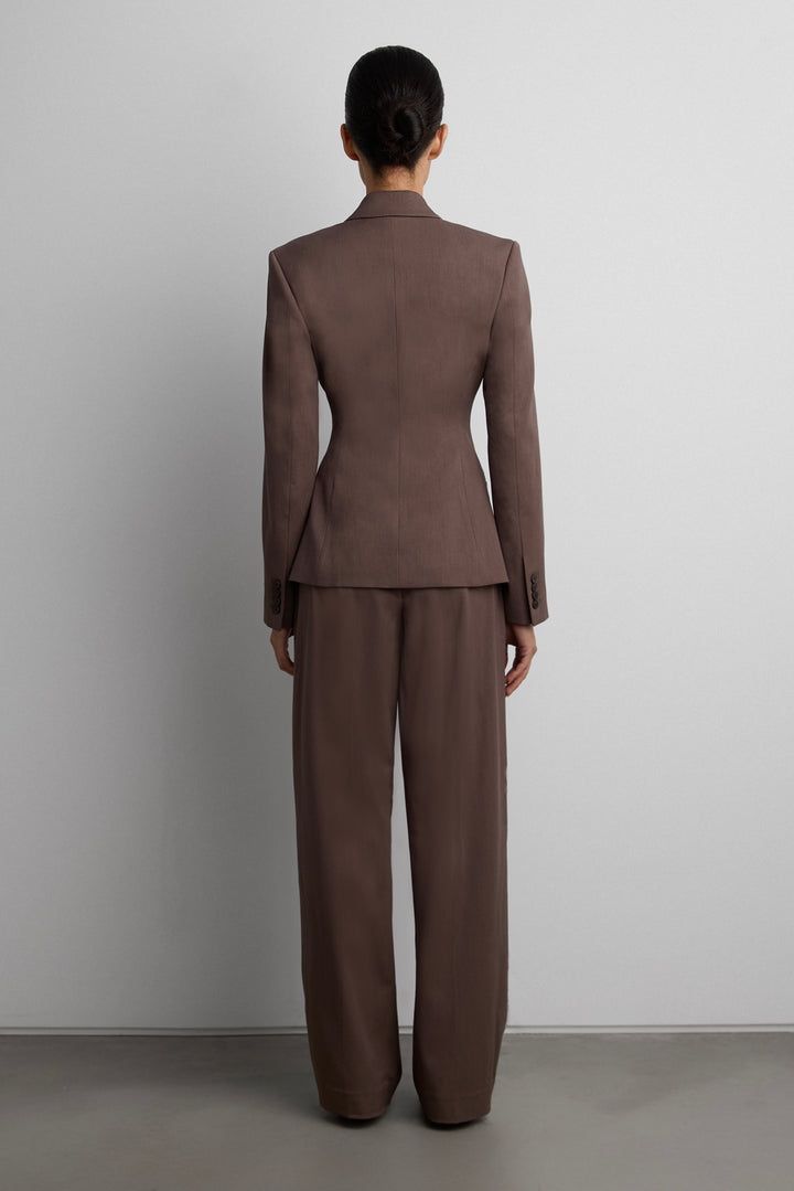 CINCHED WAIST BLAZER in Ash Brown — alternate angle