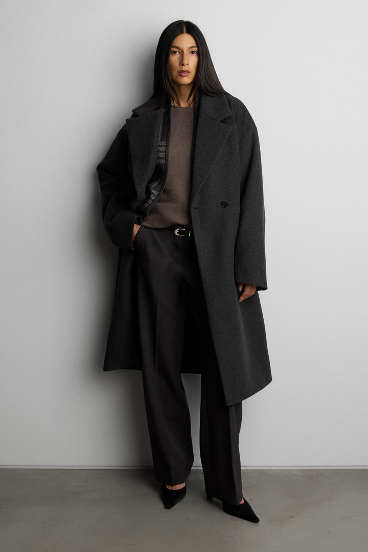 OVERSIZED LAPEL COAT in Charcoal — alternate angle