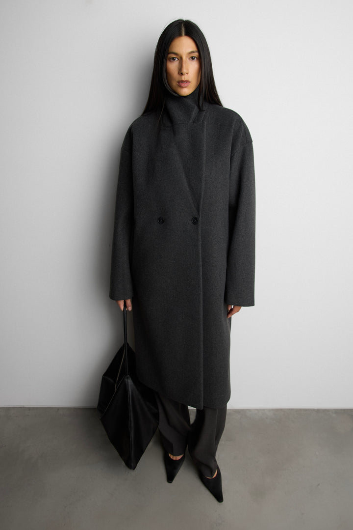 OVERSIZED LAPEL COAT in Charcoal — alternate angle