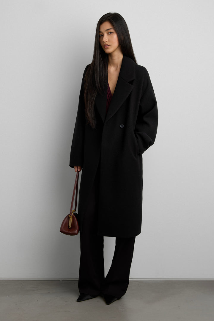 OVERSIZED LAPEL COAT in Black — alternate angle