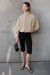 High funnel neck cropped drawstring jacket in lemon pepper — main image