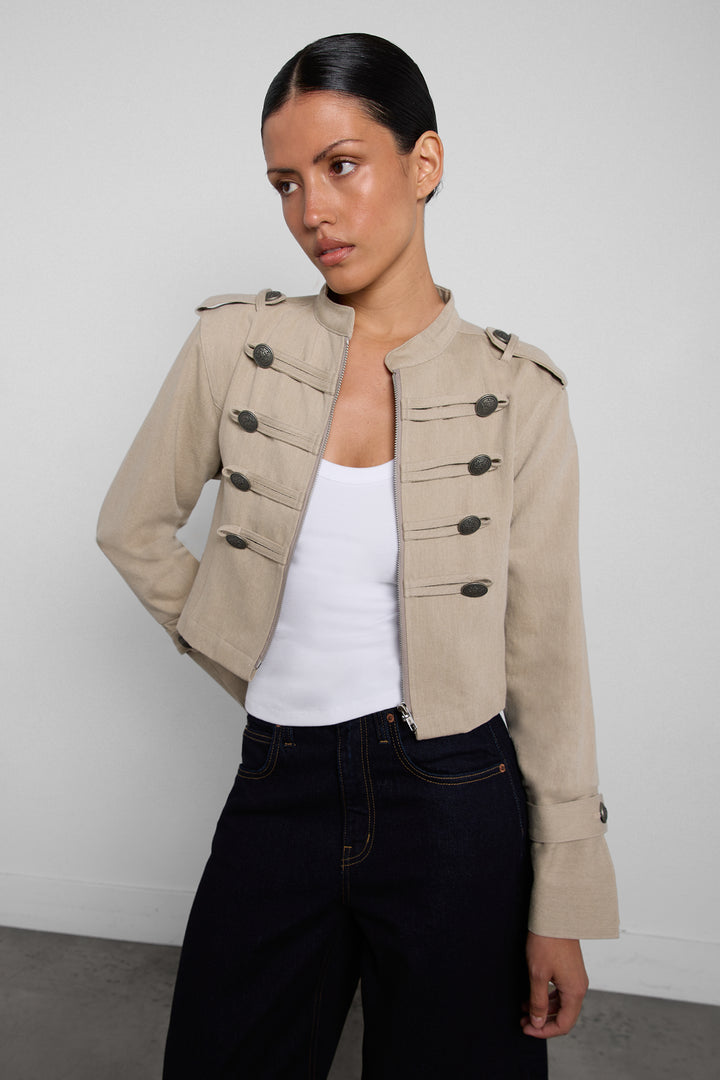 CROPPED MILITARY JACKET in Beige — alternate angle