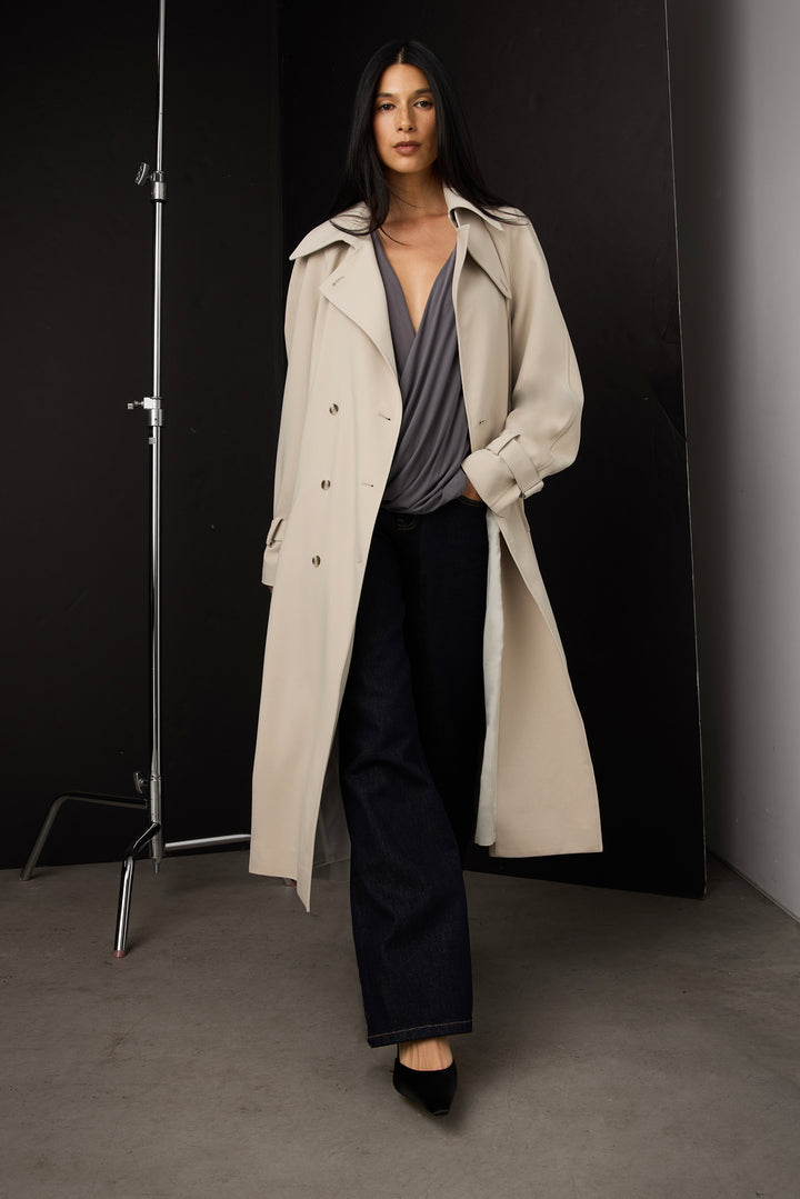 NEW OVERSIZED TRENCH COAT in FEATHER GREY — alternate angle