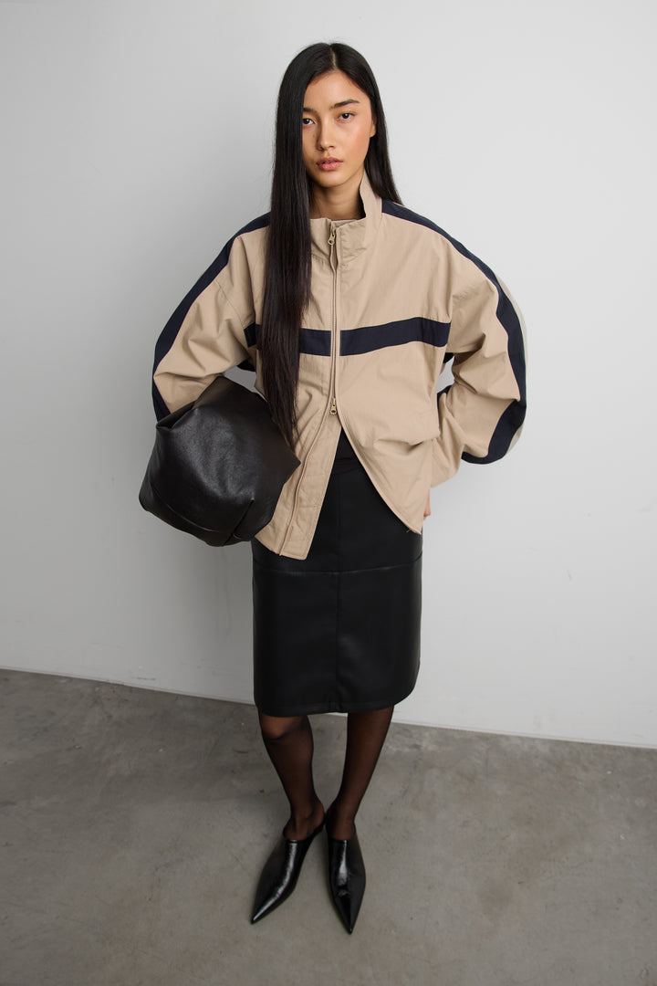 WINDBREAKER ZIP-UP JACKET in Beige — alternate angle