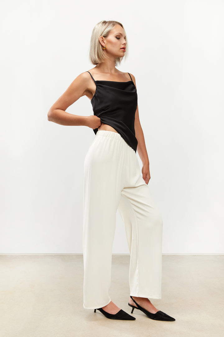 ELASTIC WAISTBAND PANT in Cream — alternate angle