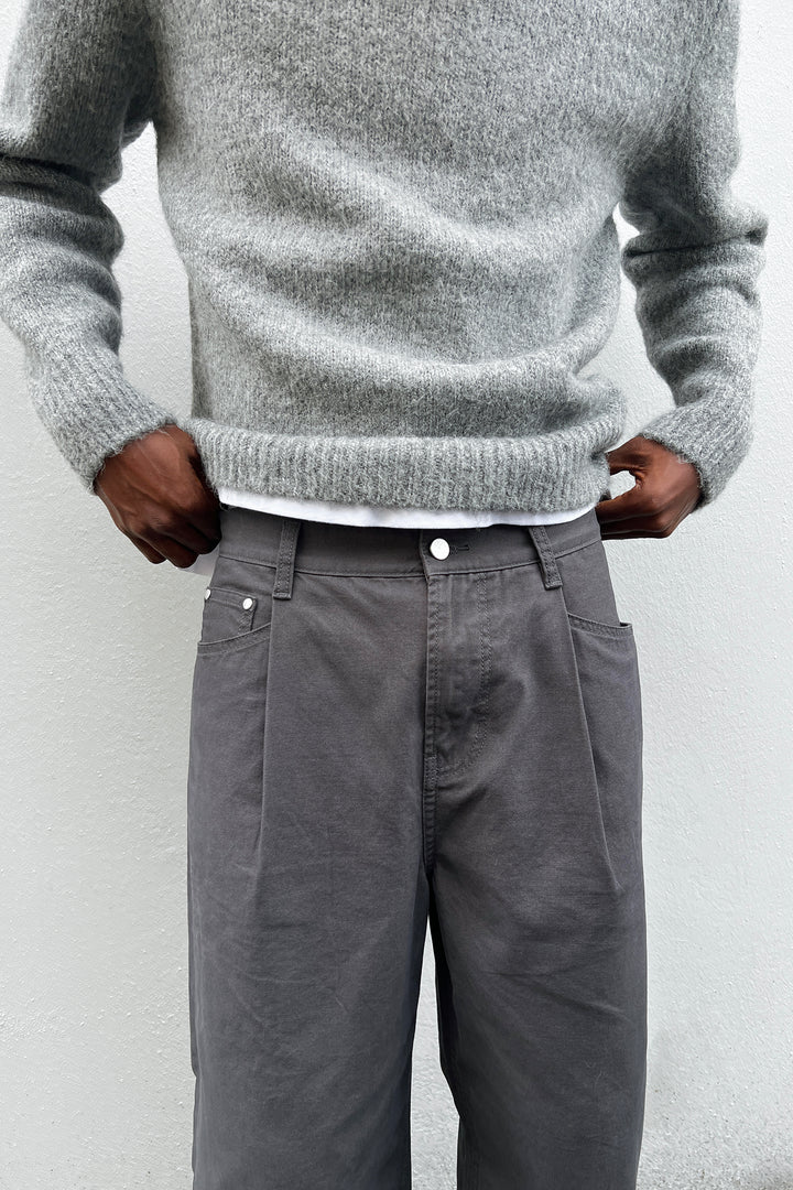 TWILL WIDE LEG PANT in Asphalt — alternate angle