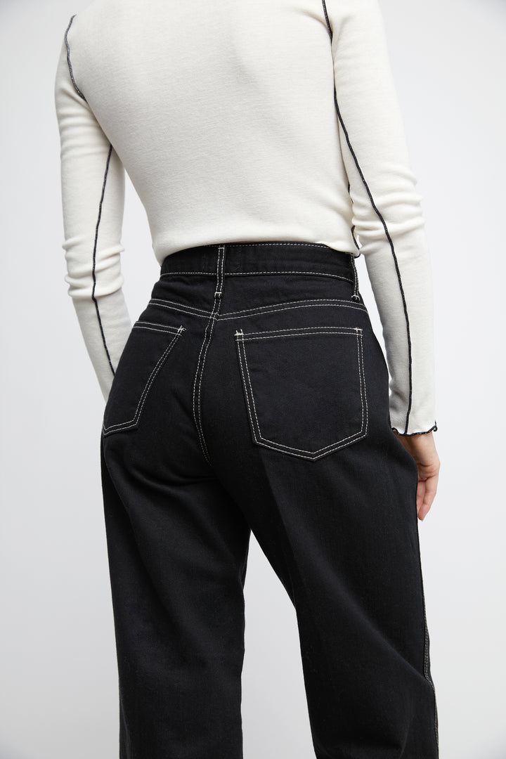 CONTRAST STITCH BLACK JEAN in Black — alternate angle