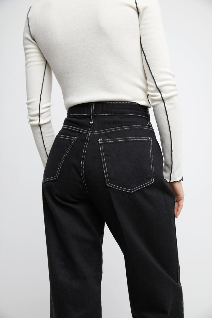 Contrast Stitch Black Jean OAK FORT – OAK FORT USA - Main Image