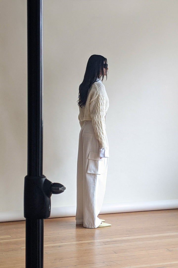 BAGGY CARGO PANT in White — alternate angle