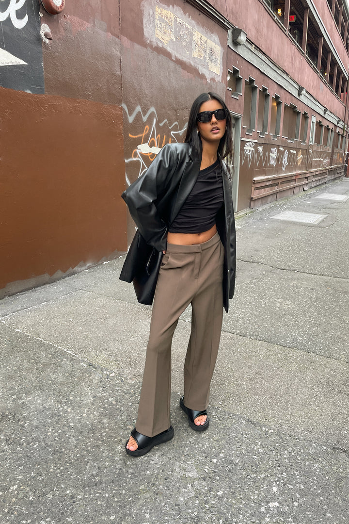 STRAIGHT LEG DRESS PANT in Brown — alternate angle