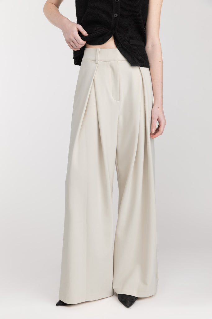 pleated wide leg dress pants Effortless Pleated Wide Leg Trousers - Black