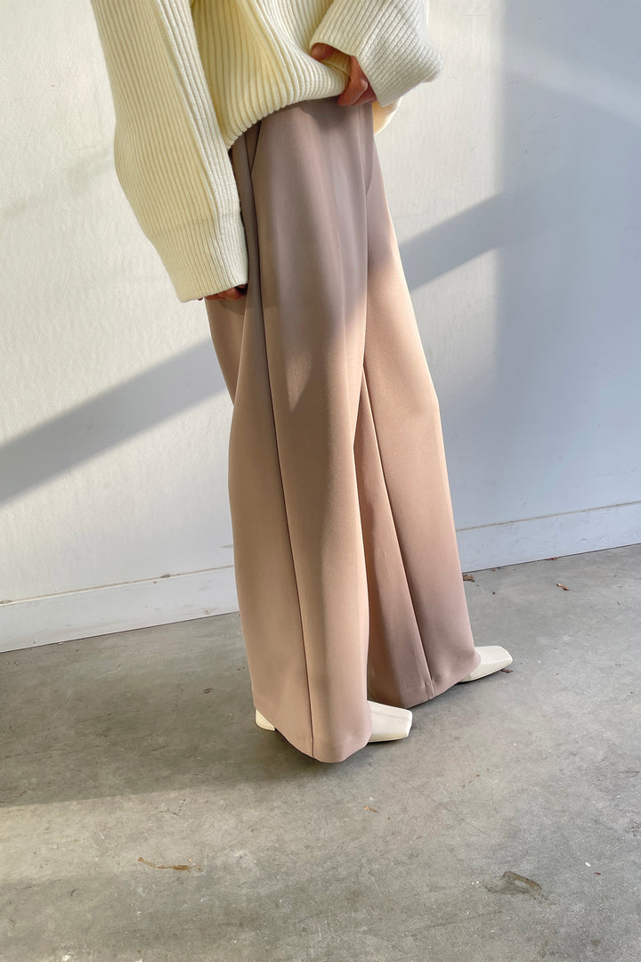 HALF ELASTIC WIDE LEG PANT