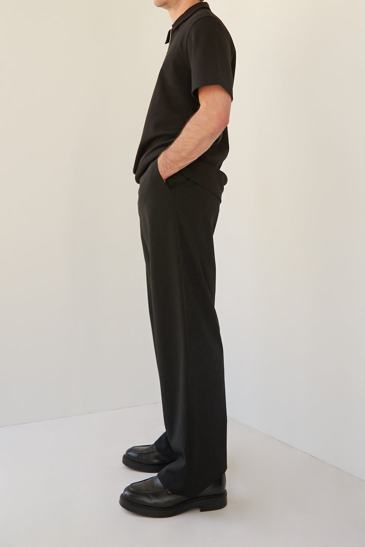 ELASTIC WAIST SUITING PANT in Black — alternate angle