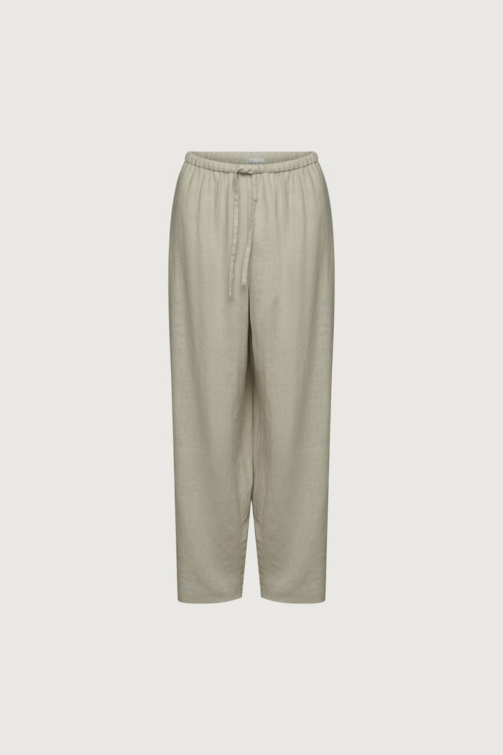 LINEN BLEND WIDE LEG PANT in Moss Grey — alternate angle