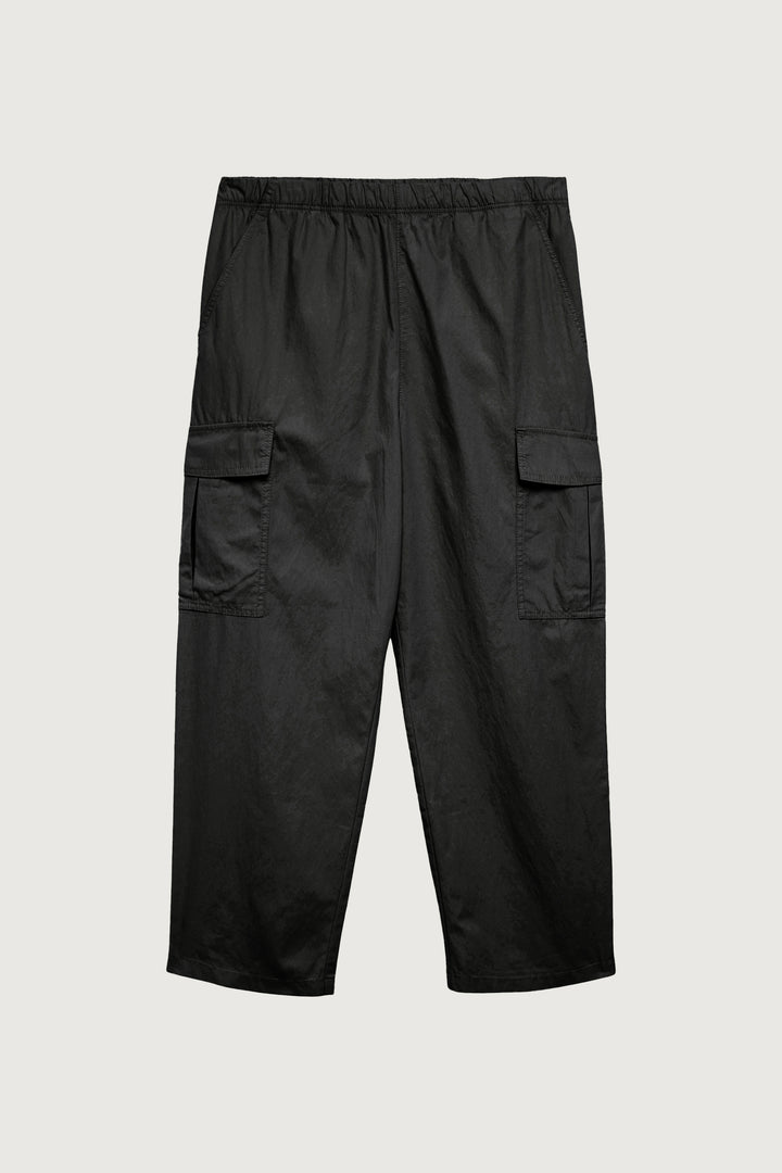 COTTON NYLON RELAXED FIT CARGO PANT in Black — alternate angle