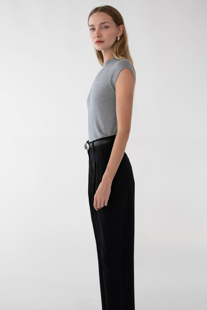 HIGH-RISE TAPERED PANT in Black — alternate angle