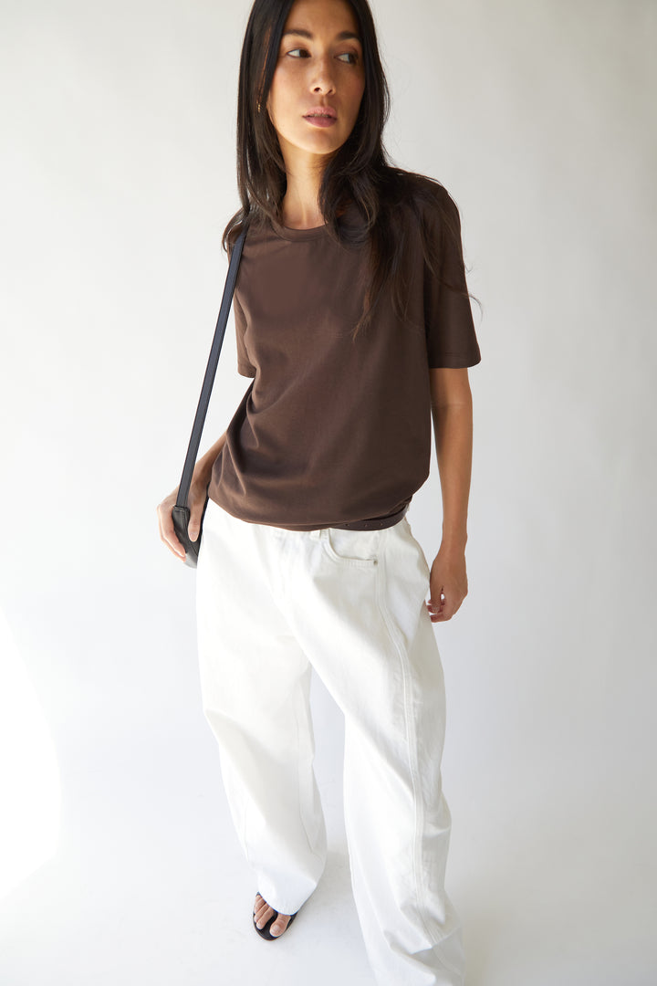 WIDE LEG PANTS WITH TAPER in White — alternate angle