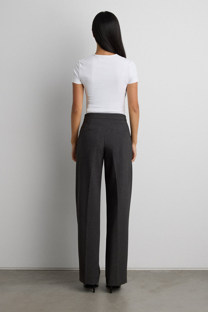 TAILORED HIGH-RISE STRAIGHT LEG PANT in Charcoal — alternate angle