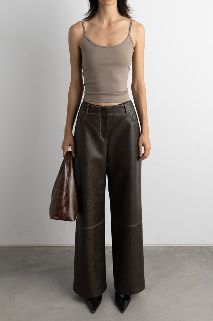 Vegan Leather Straight Leg Pant | OAK + FORT – OAK + FORT USA