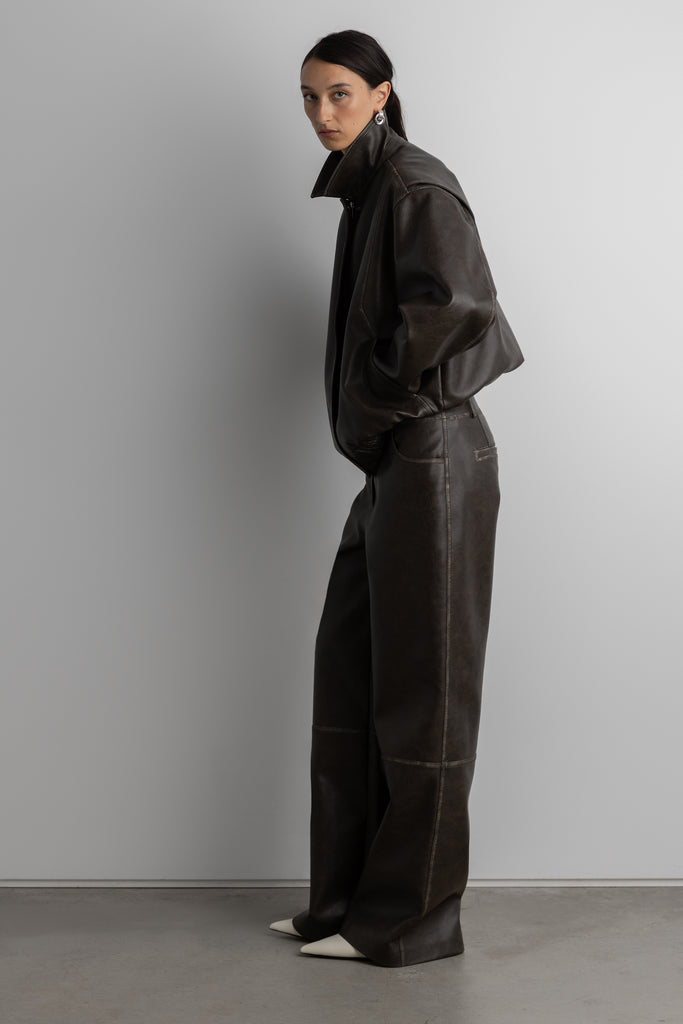 Vegan Leather Straight Leg Pant | OAK + FORT – OAK + FORT USA