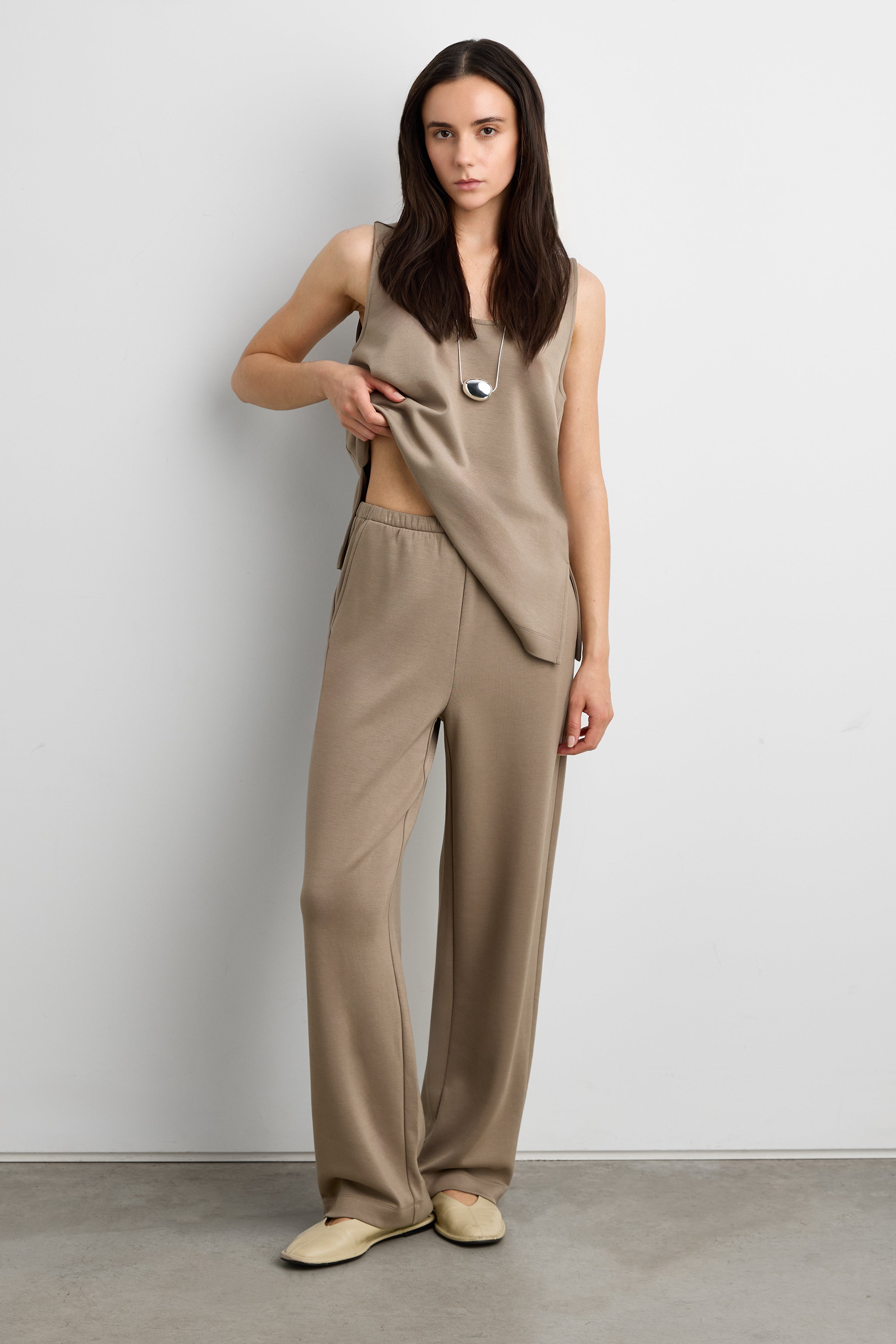 Scuba Elastic Waist Straight Leg Pant | OAK + FORT – OAK + FORT USA