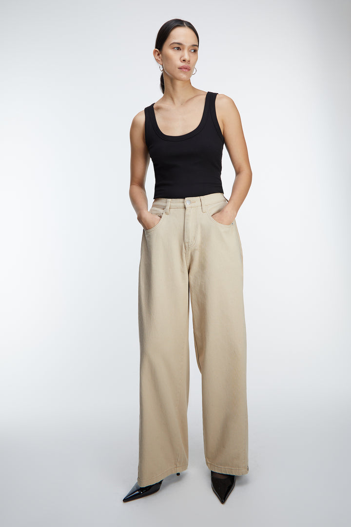 BOTTOM SNAP COTTON TWILL PANTS