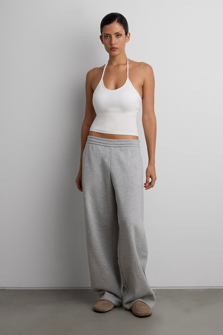 FLEECE STUDIO BARREL LEG SWEATPANT in Medium Heather Grey — alternate angle