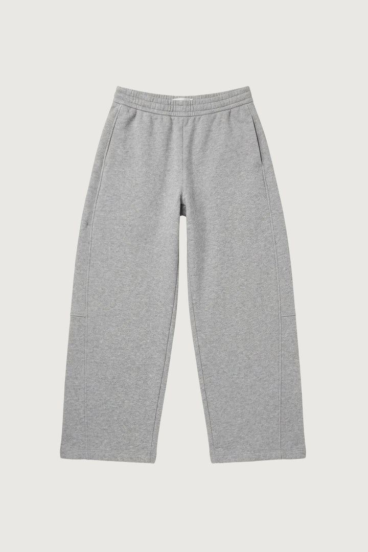 FLEECE STUDIO BARREL LEG SWEATPANT in Medium Heather Grey — alternate angle