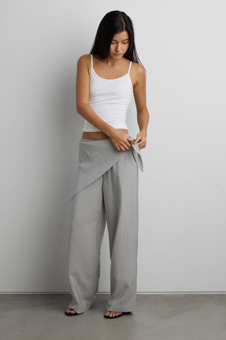 LIGHTWEIGHT CRINKLED PANT WITH WAIST SCARF in ULTIMATE GREY — alternate angle