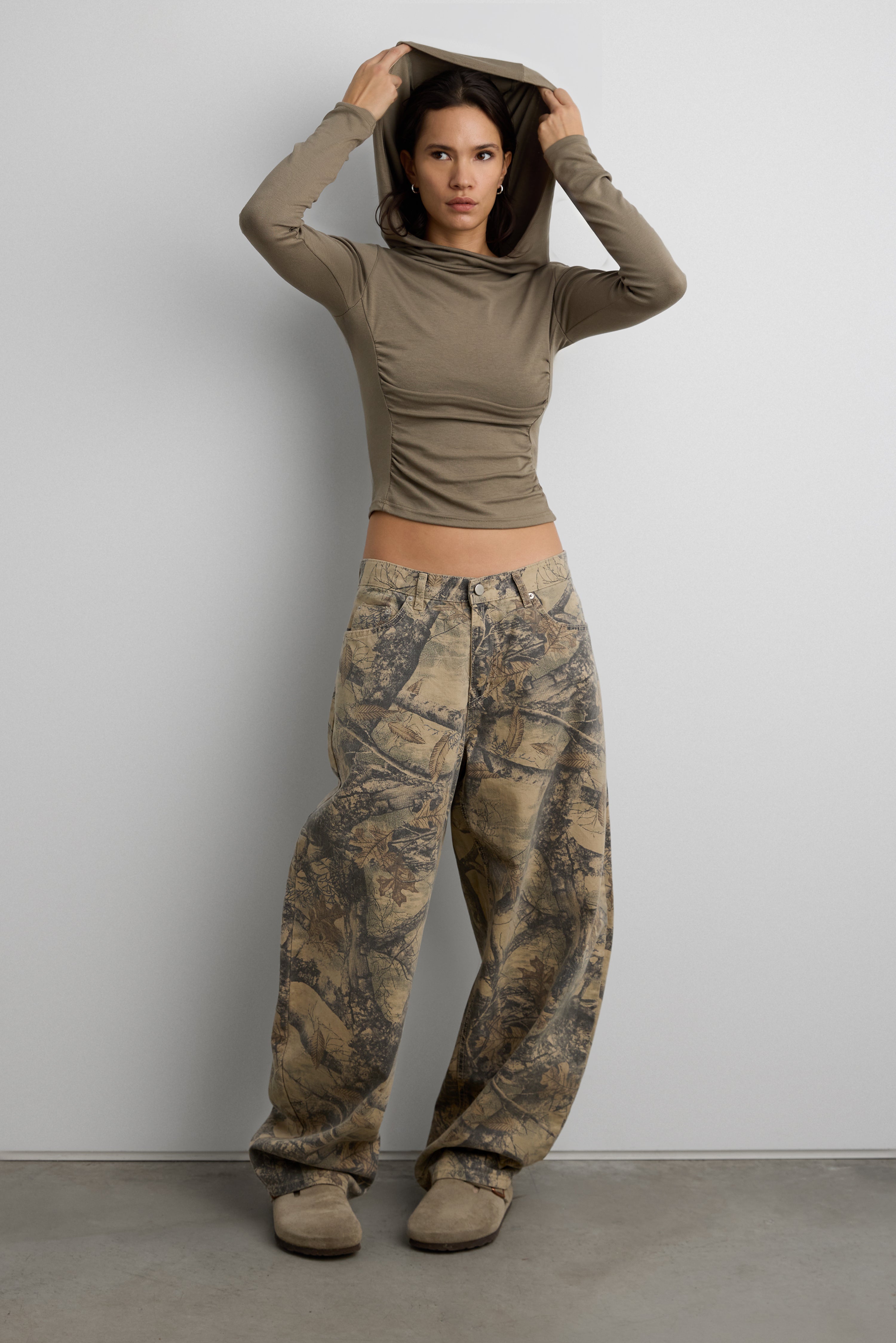 Camo Print Barrel Leg Pant | OAK + FORT – OAK + FORT USA