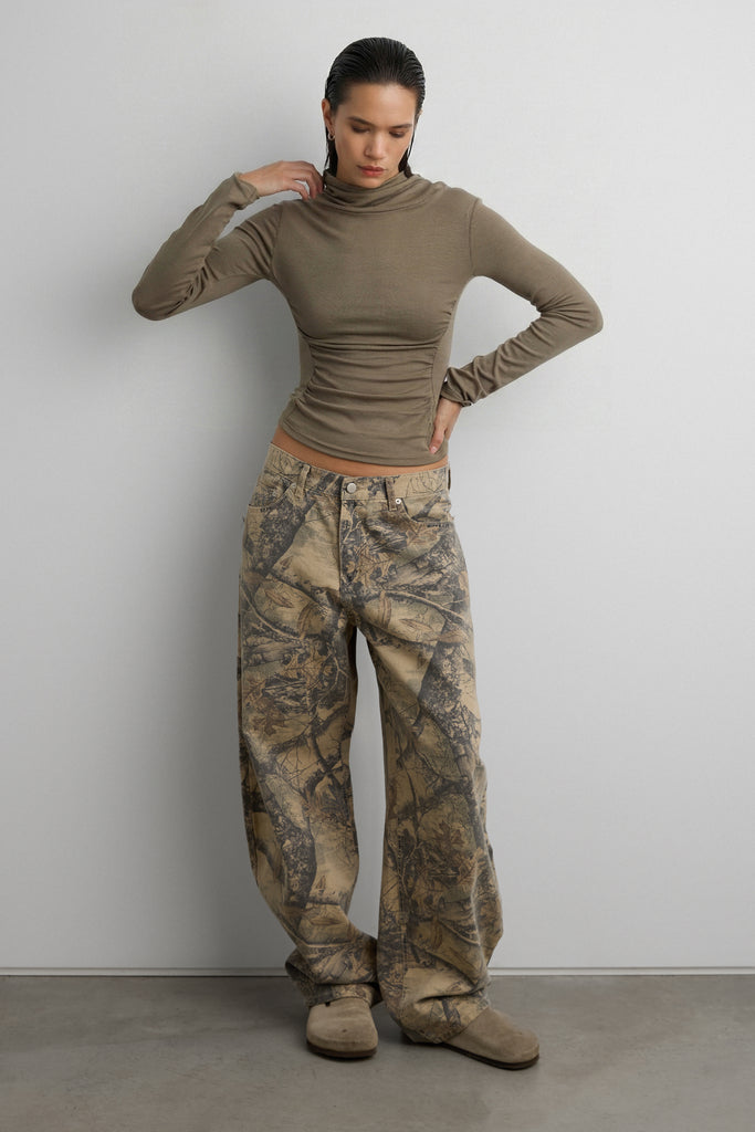 Camo Print Barrel Leg Pant | OAK + FORT – OAK + FORT USA