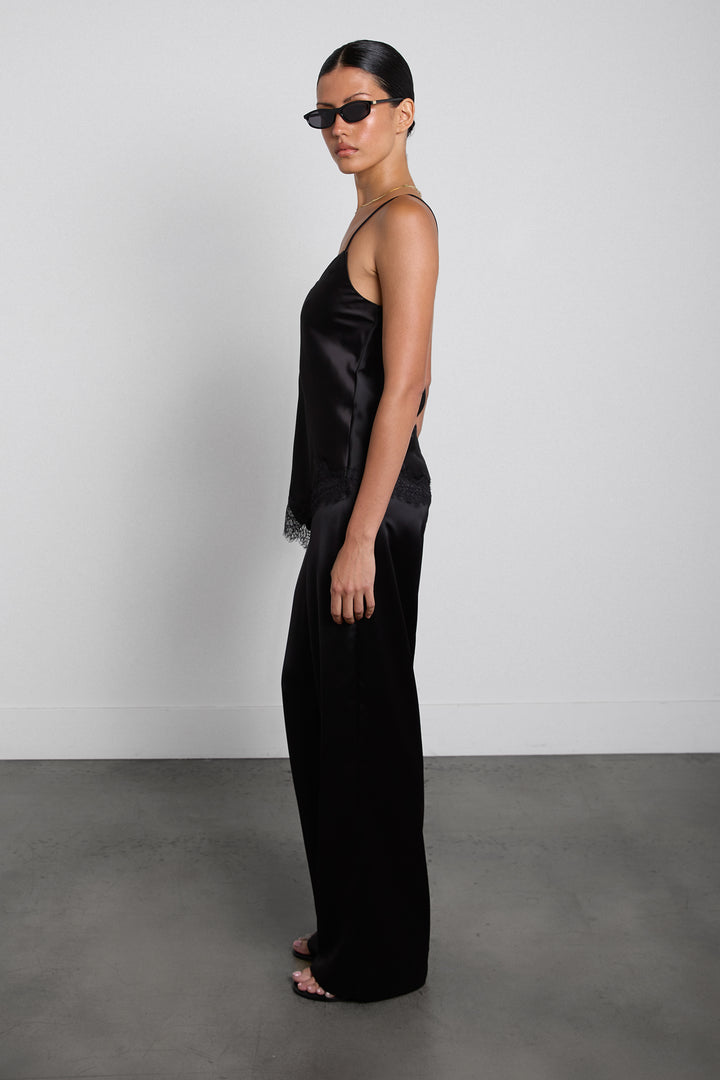 SATIN DRAWSTRING PANT in Black — alternate angle