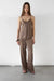 Satin drawstring pant in brindle — main image