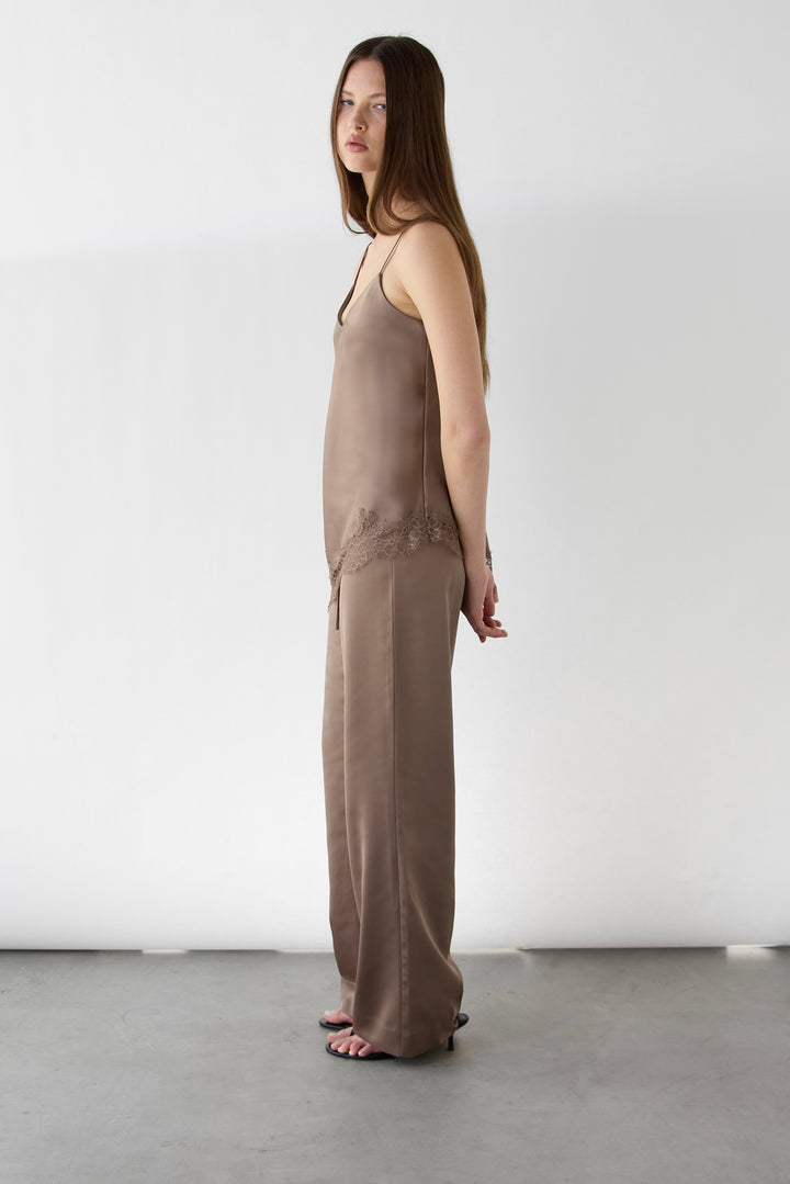 SATIN DRAWSTRING PANT in Brindle — alternate angle