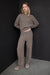 100% cashmere knit straight leg pant in dark heather taupe — main image