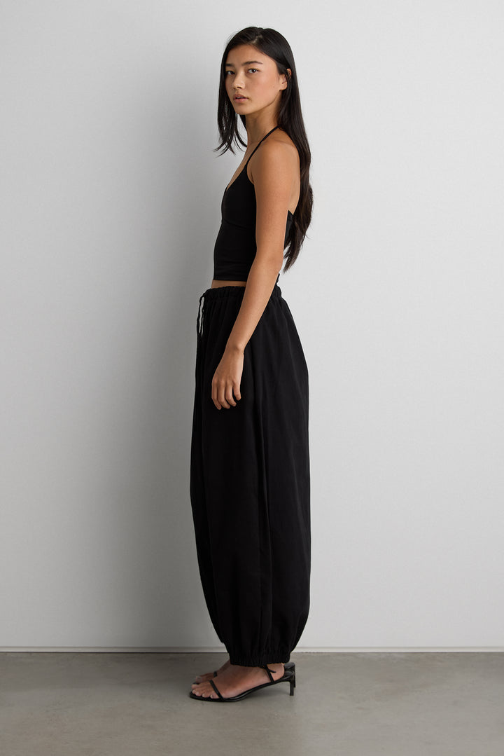 RELAXED BALLOON FIT COTTON PANT in Black — alternate angle