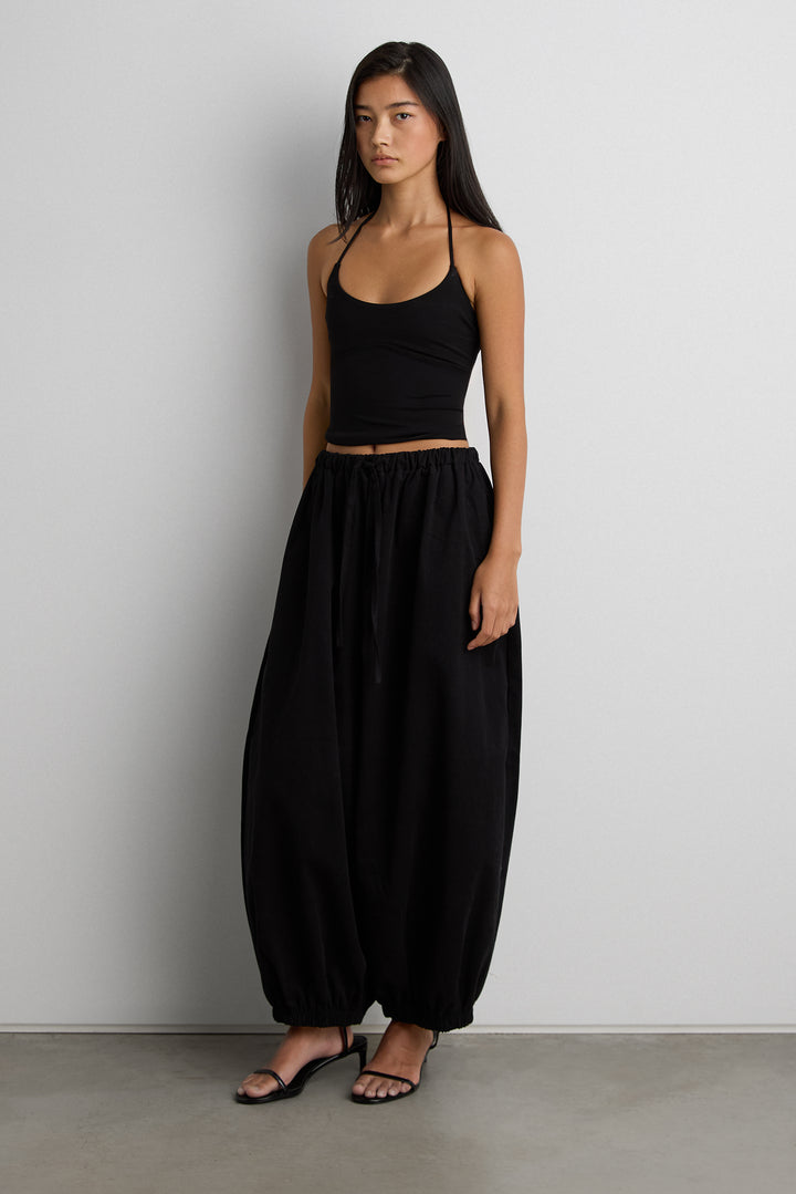 RELAXED BALLOON FIT COTTON PANT in Black — alternate angle