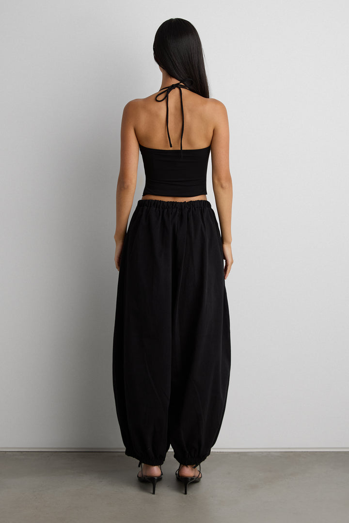 RELAXED BALLOON FIT COTTON PANT in Black — alternate angle